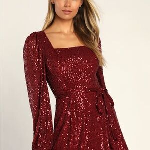 Lulus - Burgundy Sequin Dress